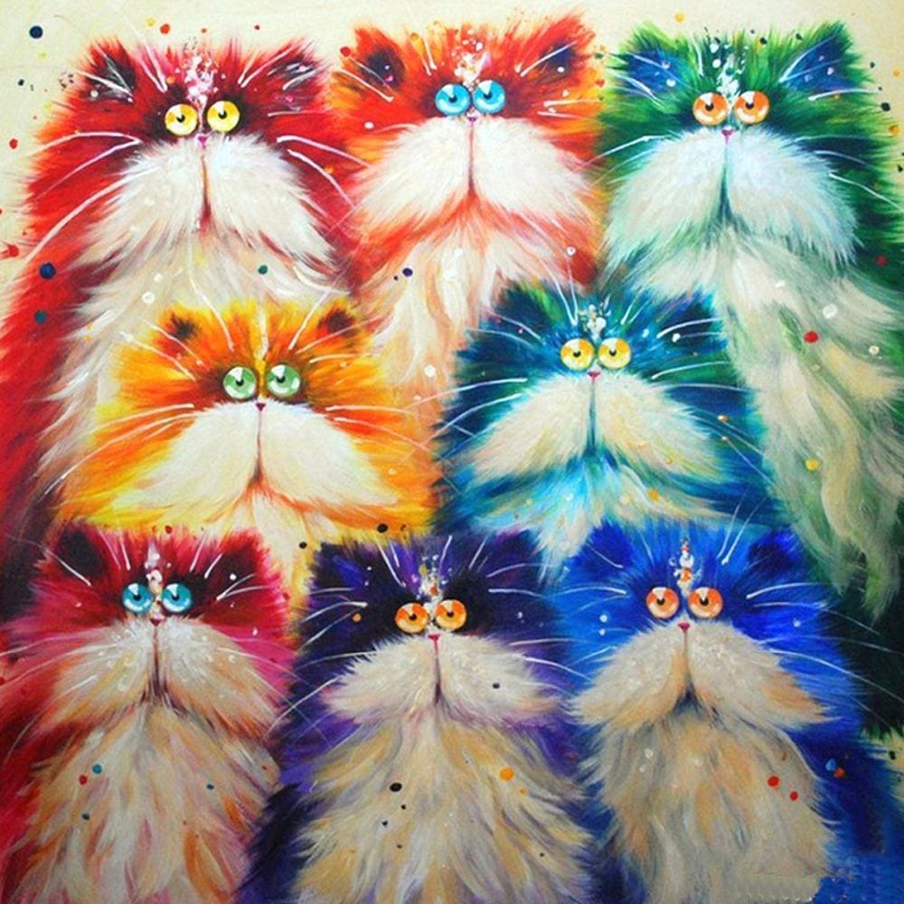 DIY Diamond Painting - Kleurrijke kat PIX-207 - Diamond 