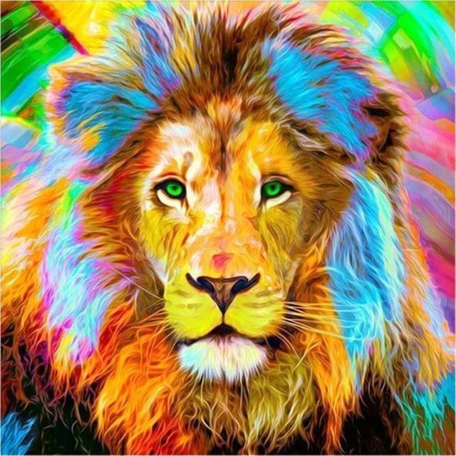 DIY Diamond Painting - Leeuw vol alle kleuren anders PIX-420