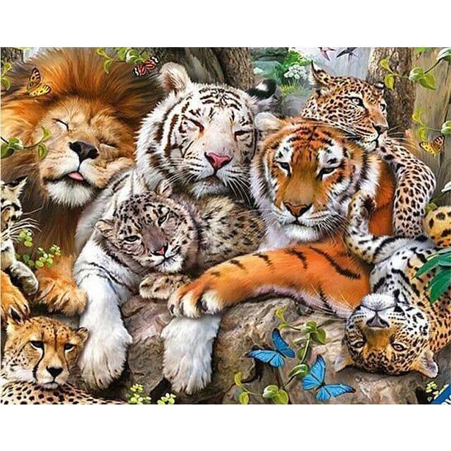 DIY Diamond Painting - Leeuwenfamilie samen PIX-413 - 