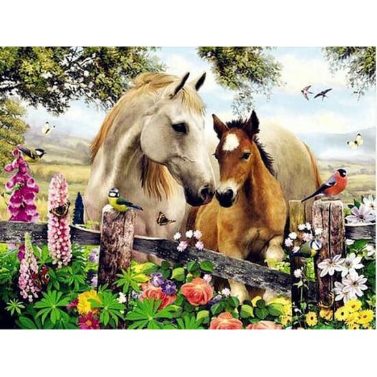 DIY Diamond Painting - Paarden ma PIX-289 - Diamond Painting