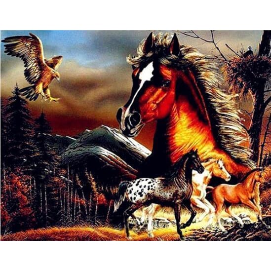 DIY Diamond Painting - Paarden snel PIX-295 - Diamond 