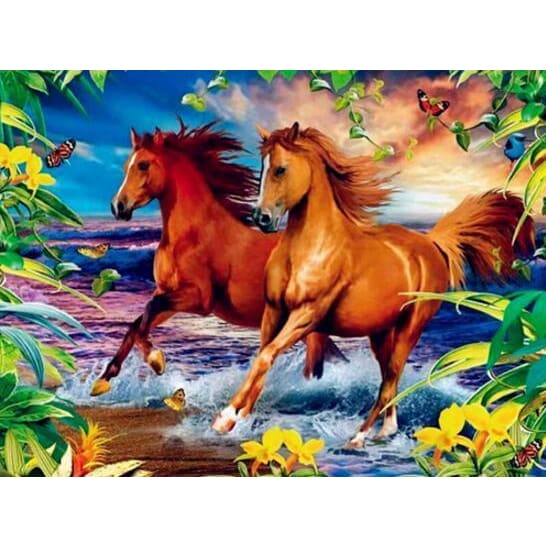DIY Diamond Painting - Paarden wit en bruin PIX-296 - 