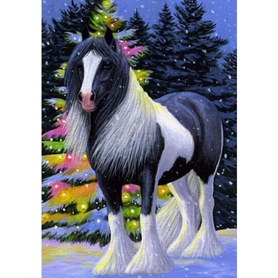 DIY Diamond Painting - Paarden zwart en wit PIX-297 - 
