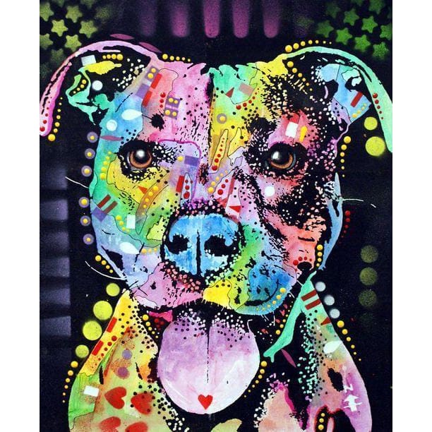 DIY Diamond Painting - Pitbull Kleurrijk PIX-564 - Diamond 