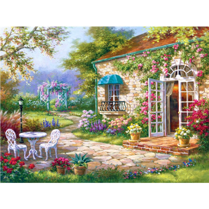 Huisje Met Bloemen | Diamond Painting