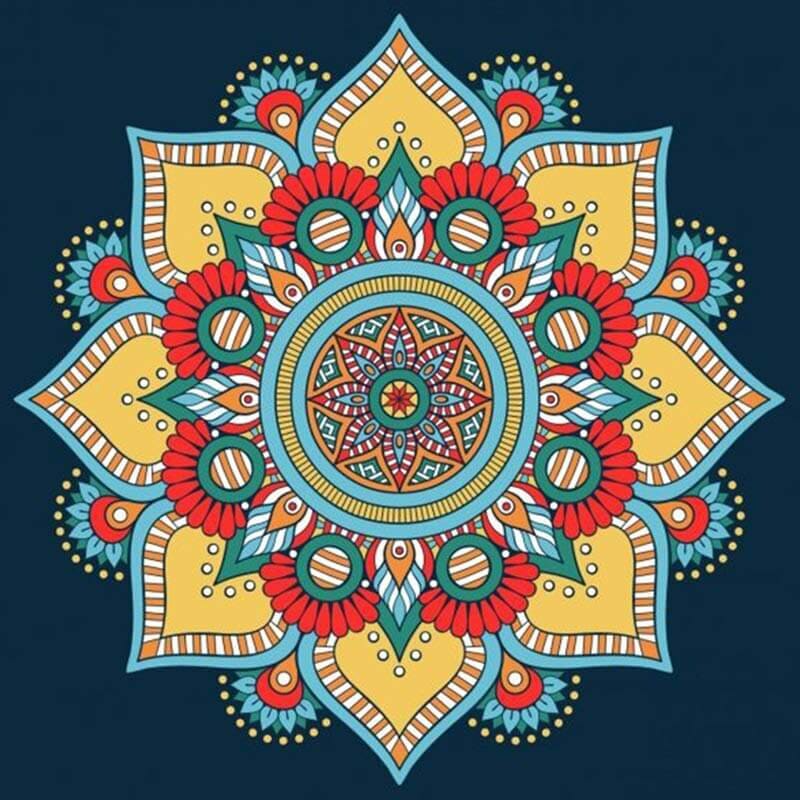 Mandala beige/rood - 40x40cm (Min. formaat i.v.m. details) /