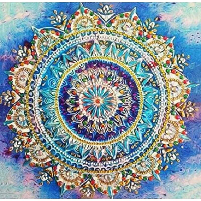 Mandala blauw - 40x40cm (Min. formaat i.v.m. details) / 