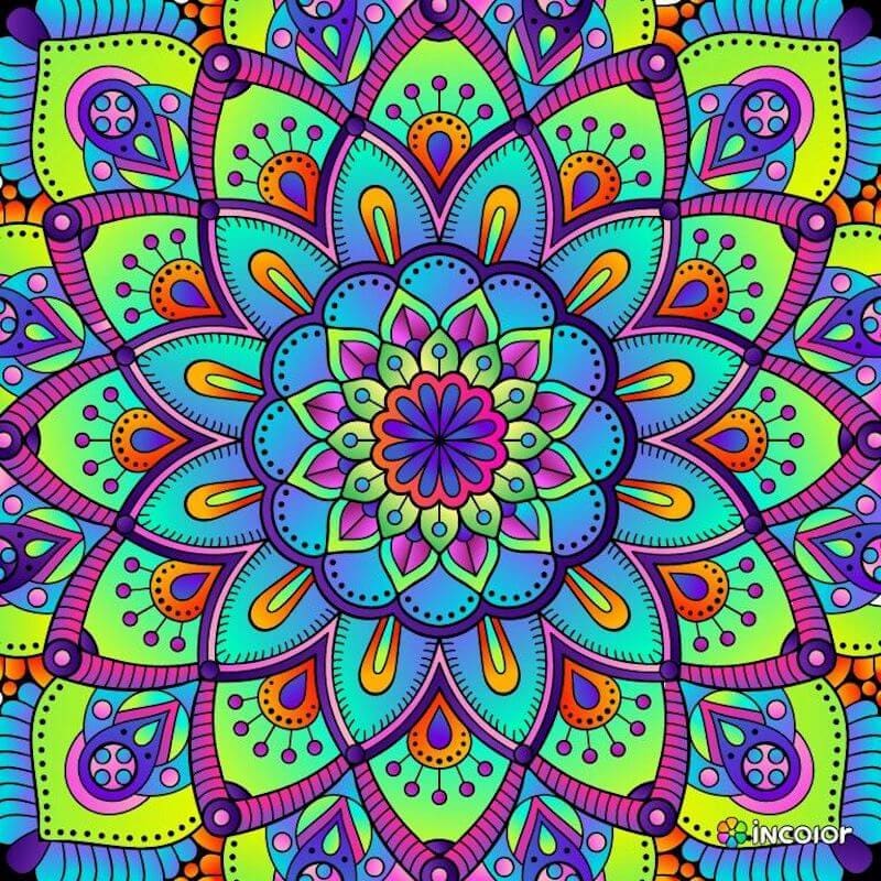 Mandala blauw / groen - 40x40cm (Min. formaat i.v.m. 