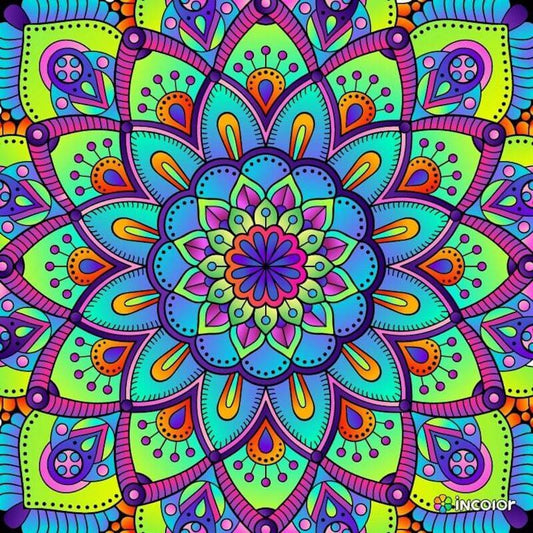 Mandala blauw / groen - 40x40cm (Min. formaat i.v.m. 
