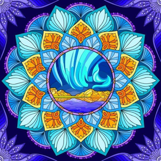 Mandala blauw / paars - 40x40cm (Min. formaat i.v.m. 