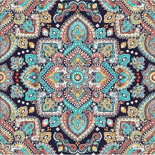 Mandala blauw/oranje - 40x40cm (Min. formaat i.v.m. details)