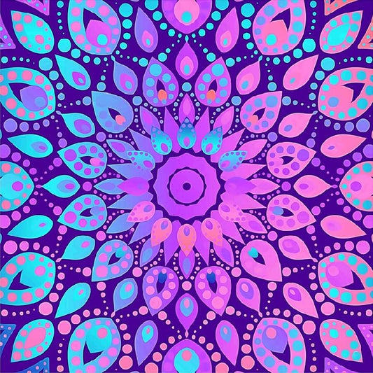 Mandala blauw/paars - 40x40cm (Min. formaat i.v.m. details)