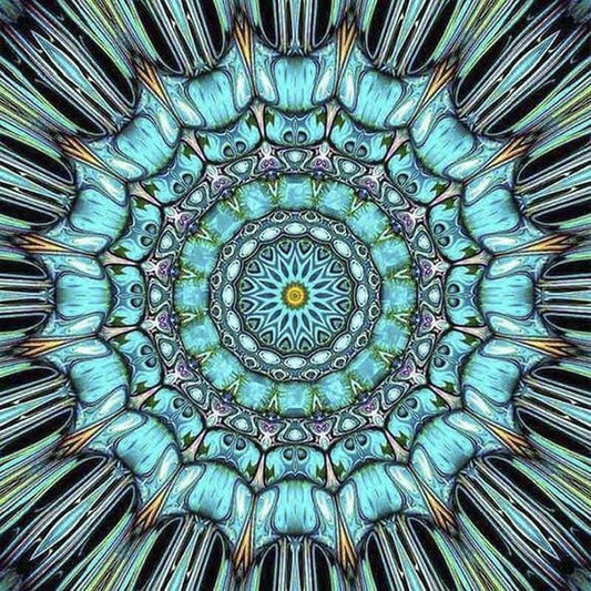 Mandala blauw/zwart - 40x40cm (Min. formaat i.v.m. details)