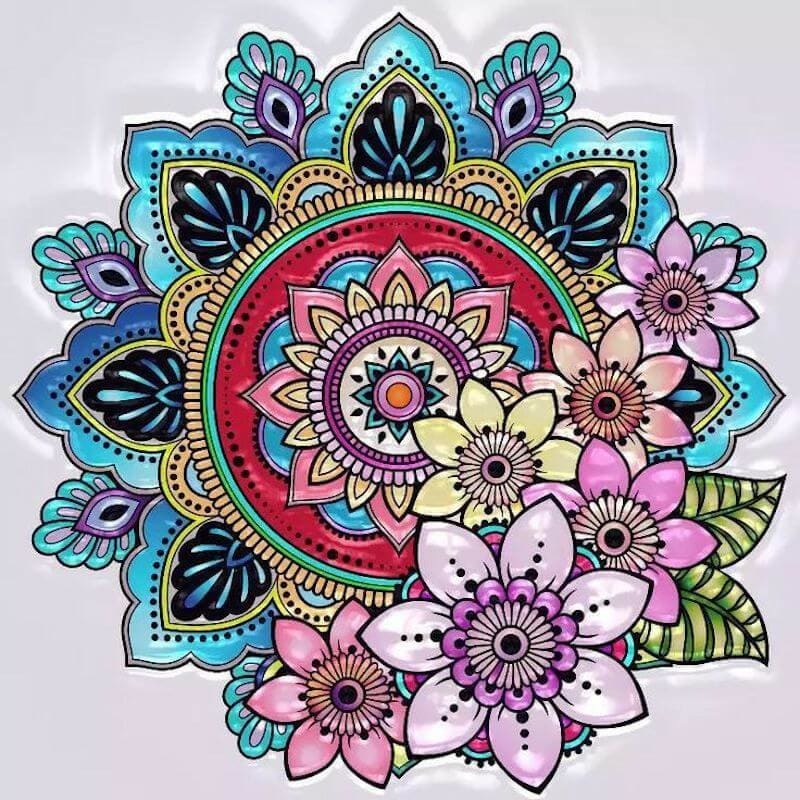 Mandala bloemen - 40x40cm (Min. formaat i.v.m. details) / 