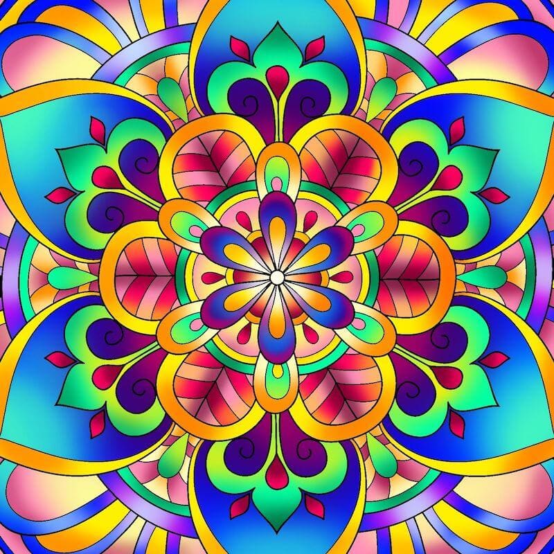 Mandala kleurrijk - 40x40cm (Min. formaat i.v.m. details) / 
