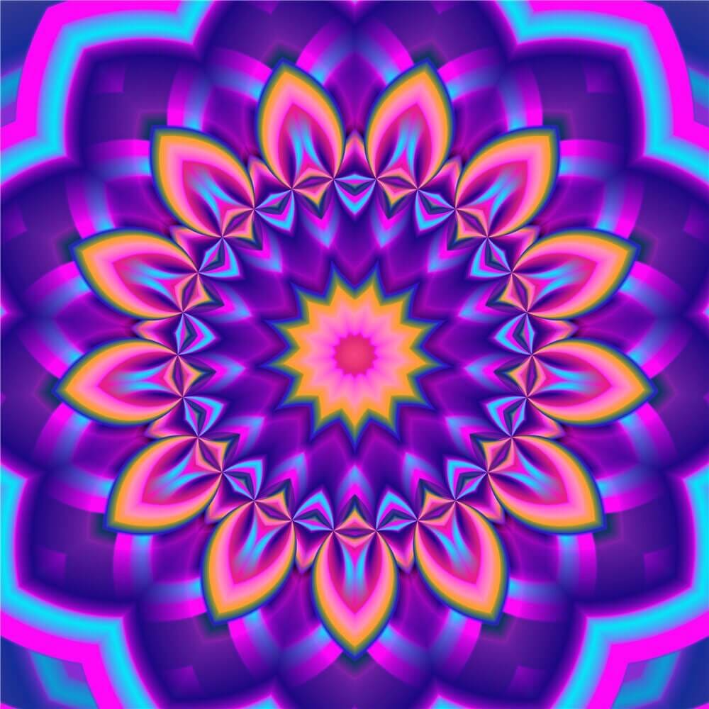 Mandala neon paars - 40x40cm (Bestseller) / Vierkant - 