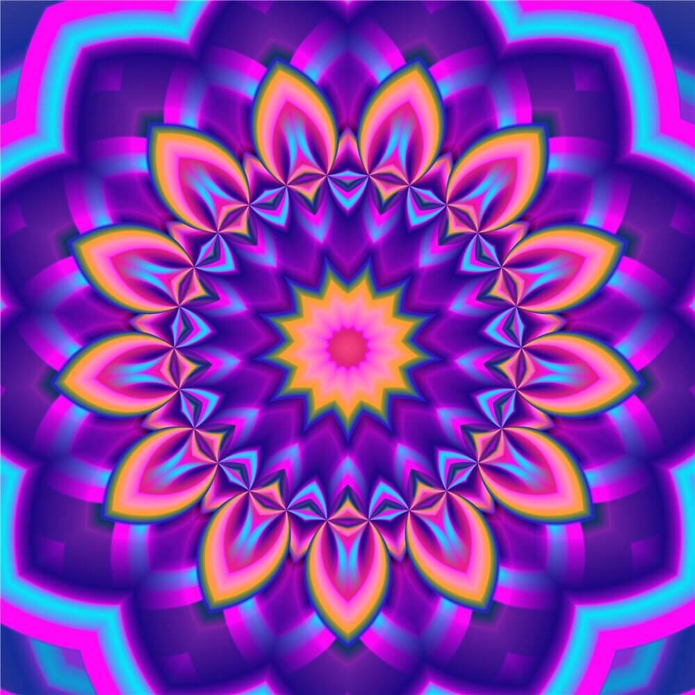 Mandala neon paars - 40x40cm (Bestseller) / Vierkant - 