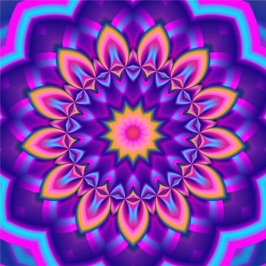Mandala neon paars - 40x40cm (Bestseller) / Vierkant -