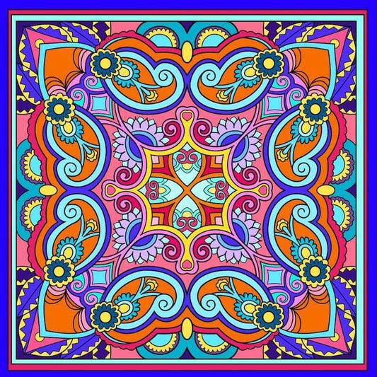 Mandala oranje / blauw - 40x40cm (Min. formaat i.v.m.