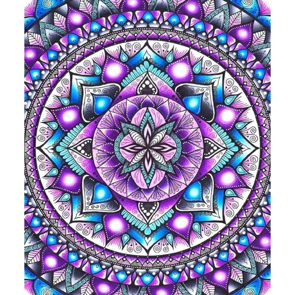 Mandala paars/blauw - 30x40cm / Vierkant - Mandala’s