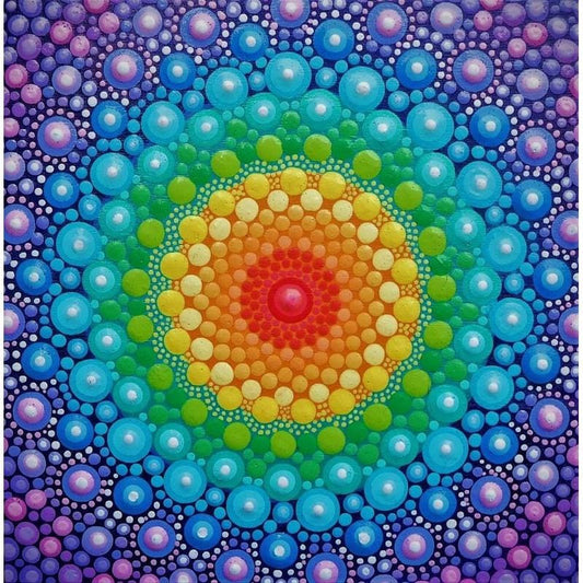 Mandala regenboog 2 - 40x40cm (Min. formaat i.v.m. details)