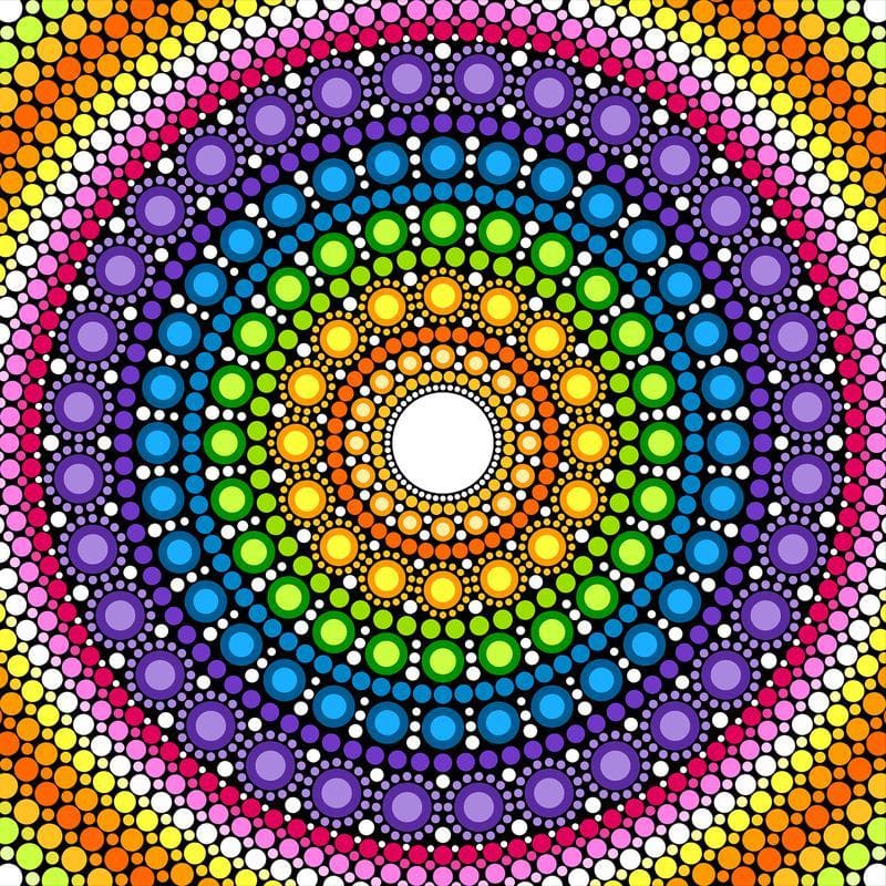 Mandala regenboog - 40x40cm (Min. formaat i.v.m. details) / 