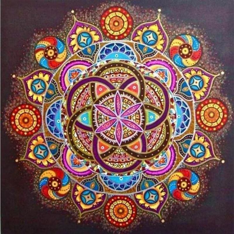 Mandala rood en paars - 40x40cm (Bestseller) / Vierkant - 