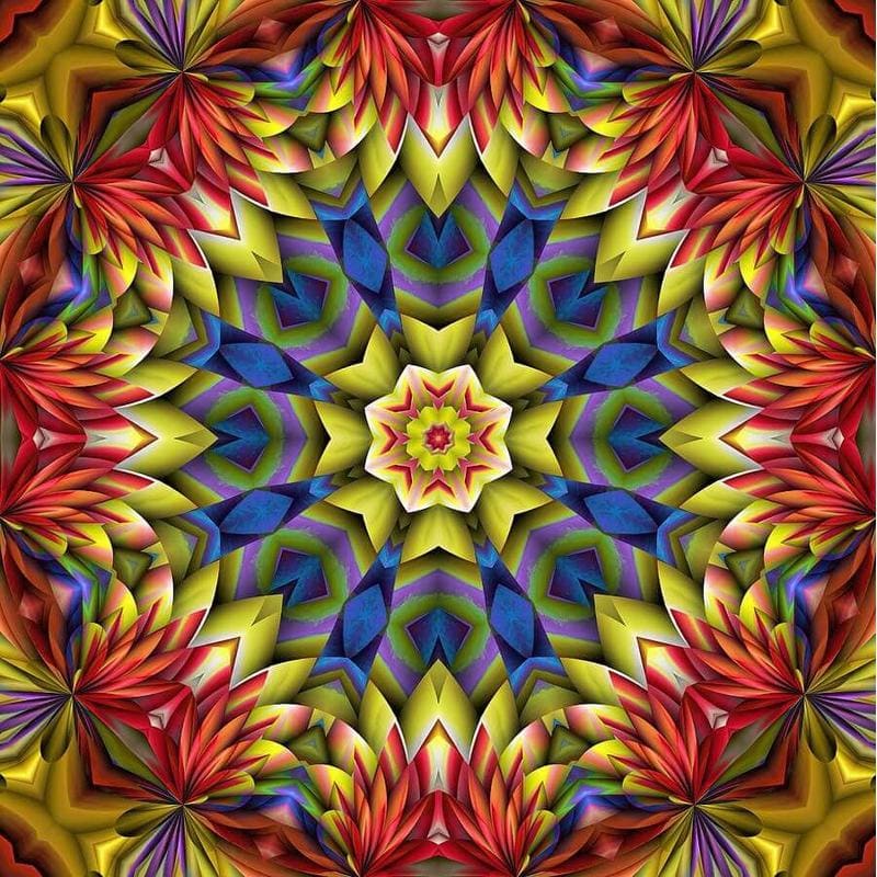 Mandala rood/geel - 40x40cm (Min. formaat i.v.m. details) / 