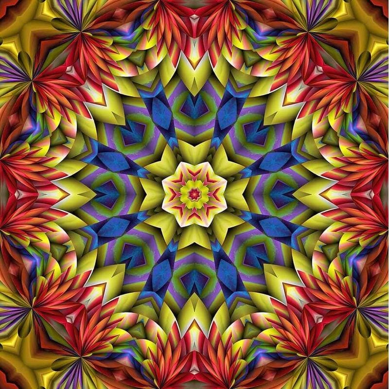 Mandala rood/geel - 40x40cm (Min. formaat i.v.m. details) / 