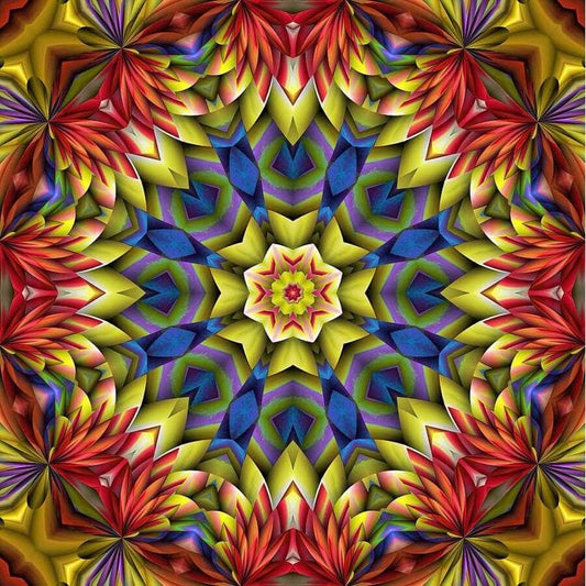 Mandala rood/geel - 40x40cm (Min. formaat i.v.m. details) / 