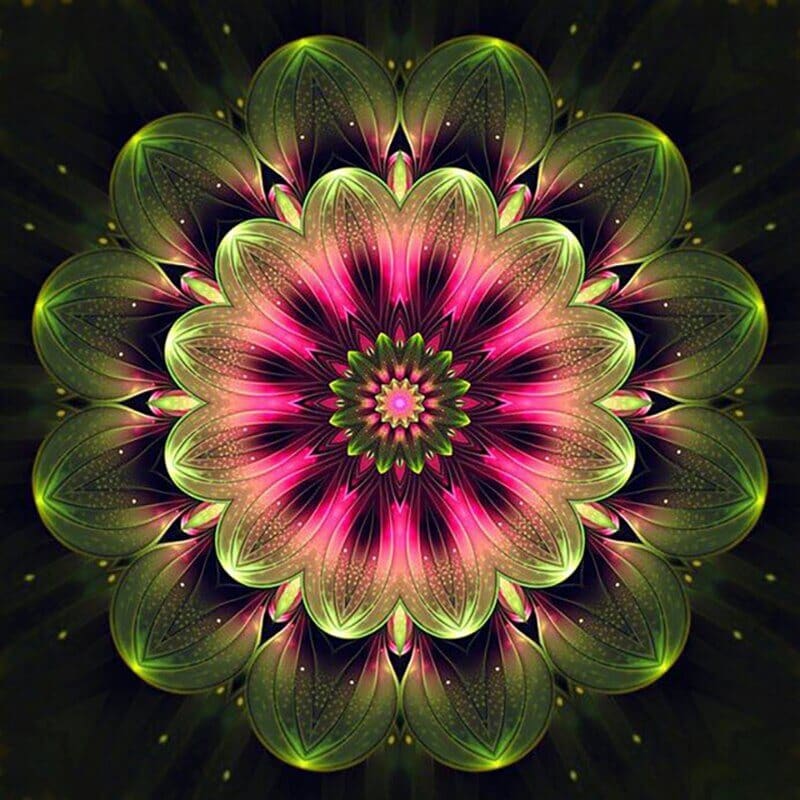 Mandala roze/groen - 40x40cm (Min. formaat i.v.m. details) /