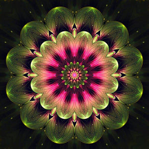 Mandala roze/groen - 40x40cm (Min. formaat i.v.m. details) /