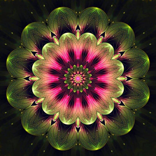 Mandala roze/groen - 40x40cm (Min. formaat i.v.m. details) /