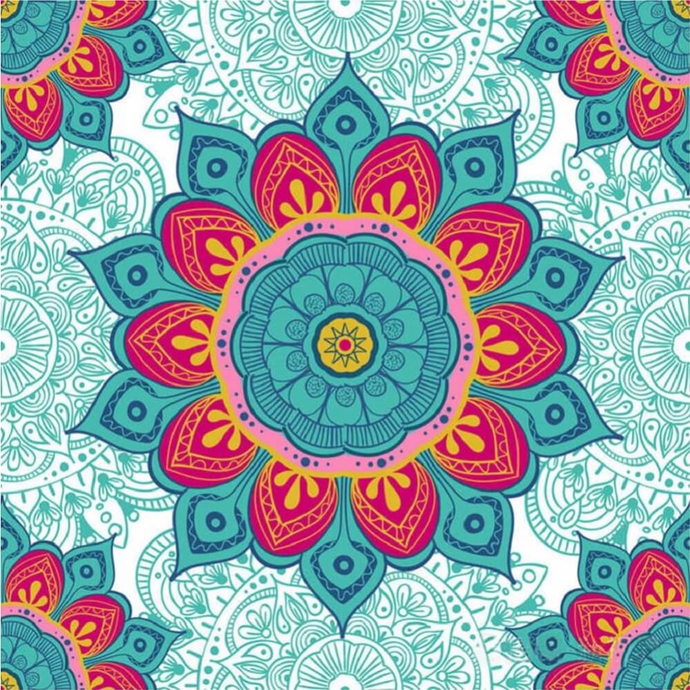 Mandala Turkoois/roze - 40x40cm (Min. formaat i.v.m. 