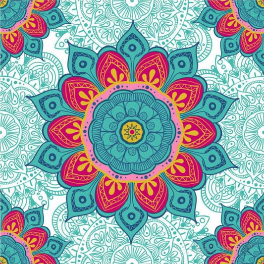 Mandala Turkoois/roze - 40x40cm (Min. formaat i.v.m.