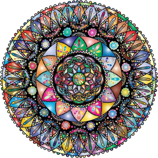 Mandala veelkleurig rond - 40x40cm (Min. formaat i.v.m.