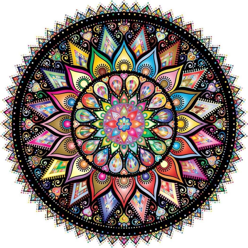 Mandala veelkleurig/zwart - 40x40cm (Min. formaat i.v.m. 