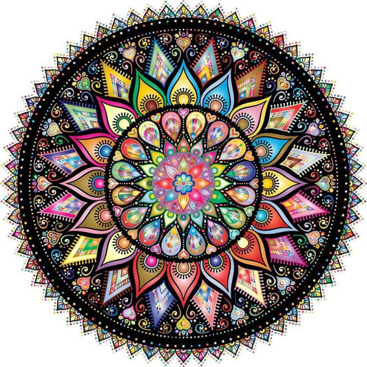 Mandala veelkleurig/zwart - 40x40cm (Min. formaat i.v.m.