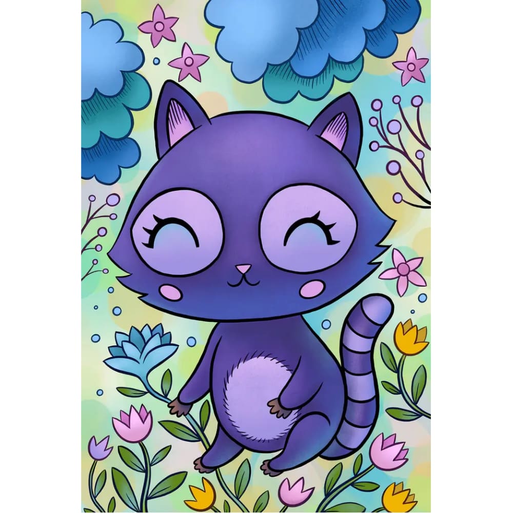 Paarse kitten - 20x25cm / Vierkant - Kinderen