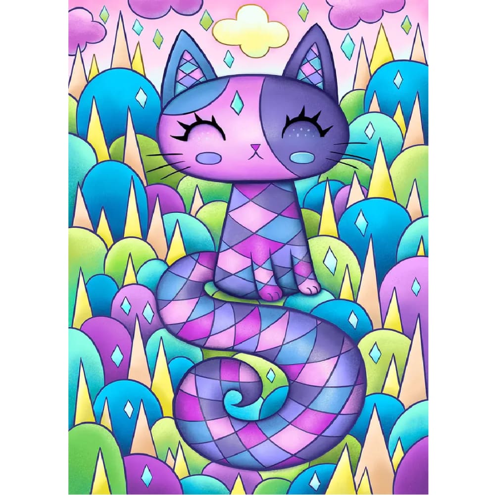 Paars/Roze kitten - 20x25cm / Vierkant - Kinderen