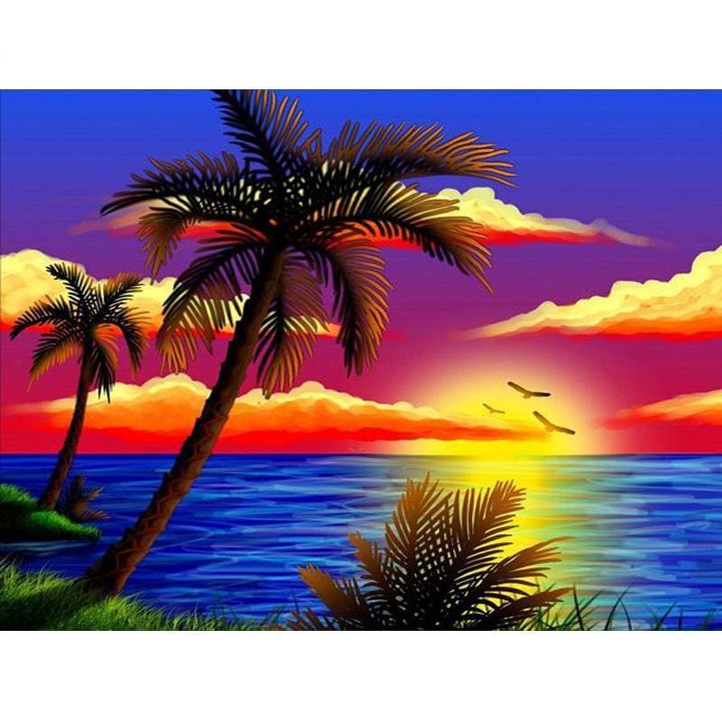 Palmboom - Zonsondergang | Diamond Painting