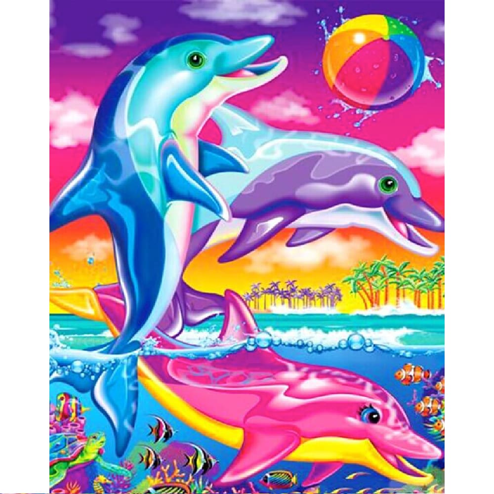 Spelende dolfijnen - 20x25cm / Vierkant - Kinderen