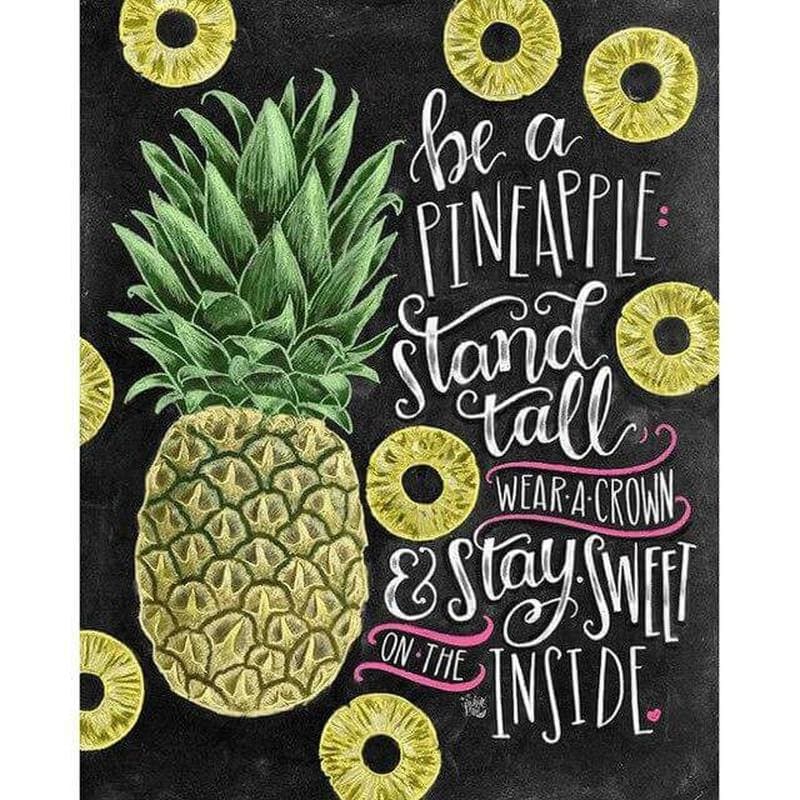 Tekst pineapple - 40x50cm (Minimaal formaat i.v.m. details) 