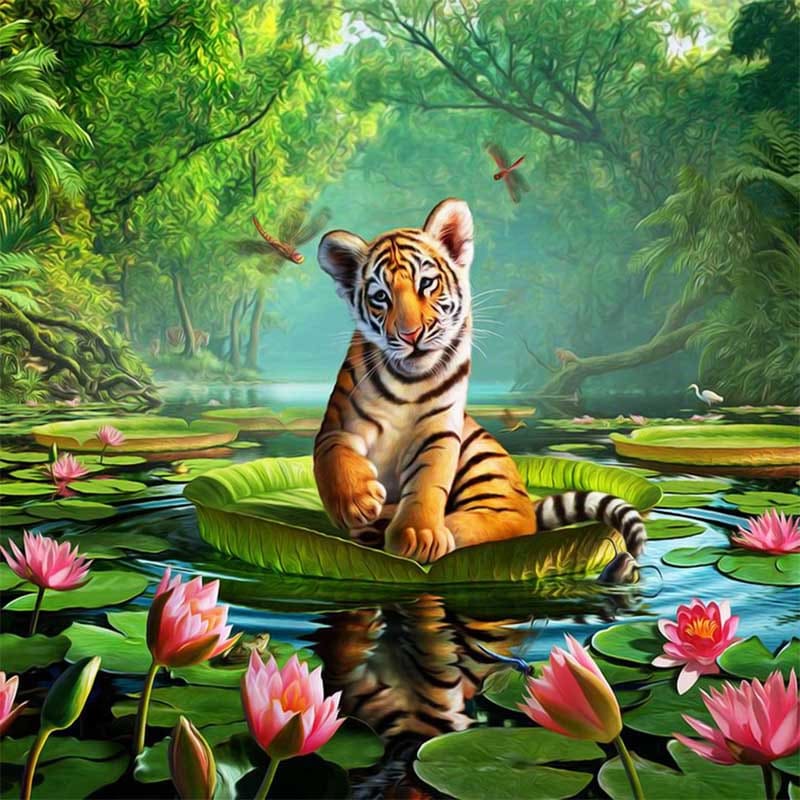 Tijger Welpje | Diamond Painting