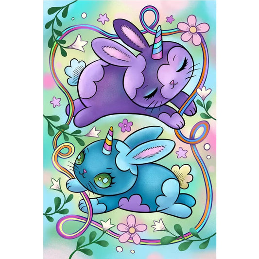 Unicorn konijntjes - 20x25cm / Vierkant - Kinderen