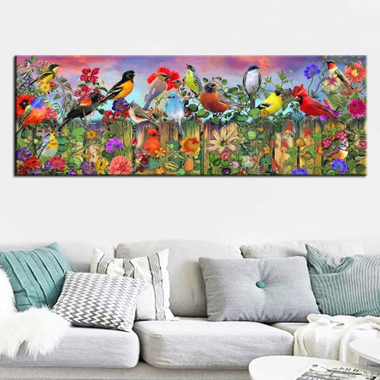 Vogels Op Schutting XL | Diamond Painting