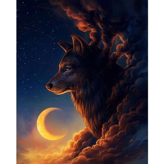 Wolf - Maan | Diamond Painting