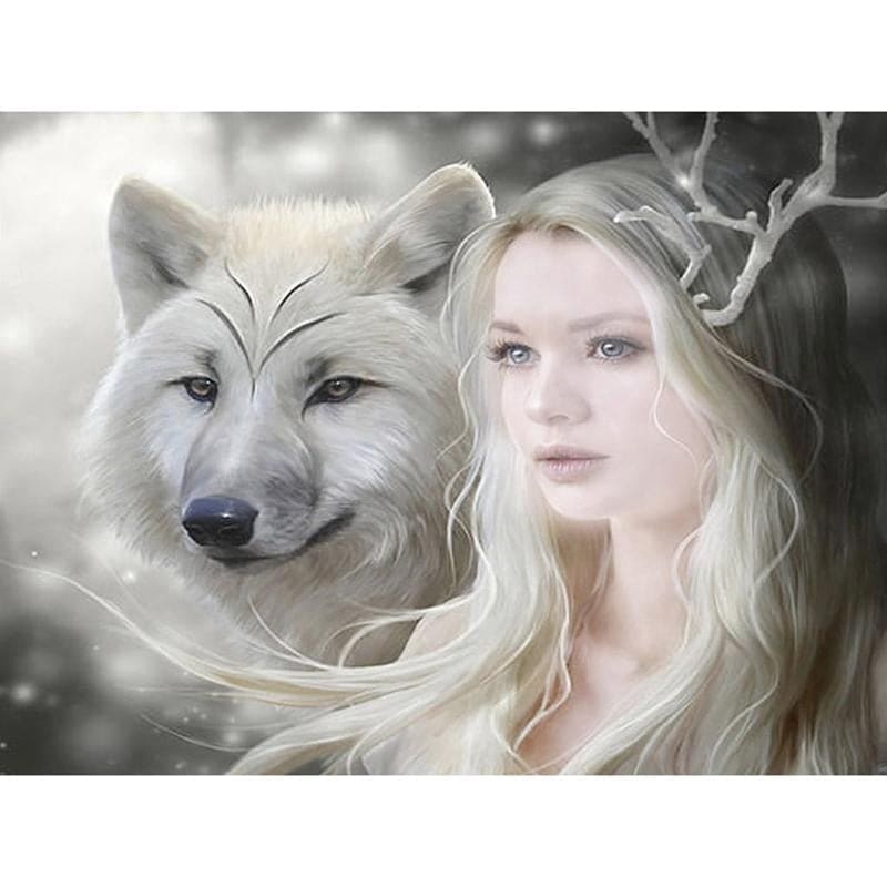 Wolf - Vrouw | Diamond Painting